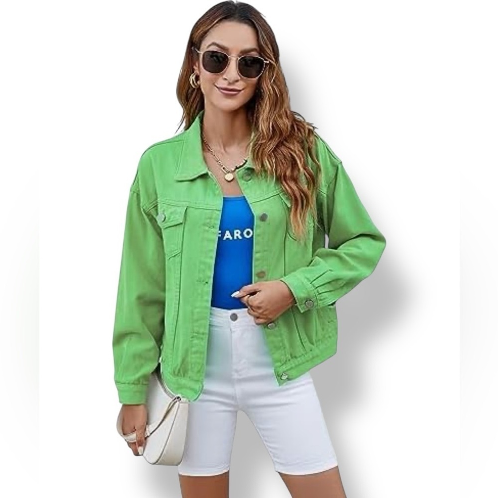 Tudor Court Green Denim Trucker Jacket NWOT